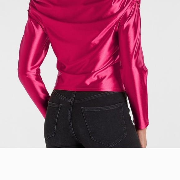 EXPRESS Red Satin off shoulder blouse. New no tags - Picture 7 of 7